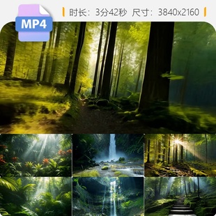 高清4K原始森林绿野仙踪户外探险热带雨林瀑布溪水自然生视频素材