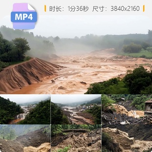 高清甘肃榆中山洪泥石流暴发灾害自然次生滑坡抗涝旱夏雨视频素材