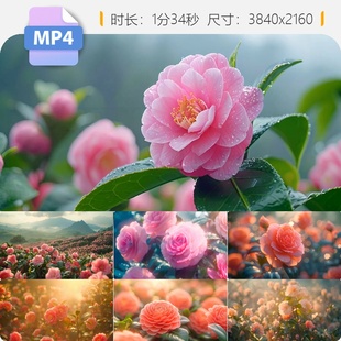 高清云南山茶花植物园阳光花瓣飘落粉色雨人文自然小区庭视频素材