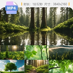 高清春分节气森林树木生长合集绿萌生机盎然鸟语花香风光视频素材