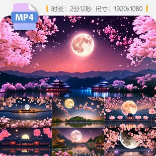 高清邓丽君彩云追月中秋满月LED大屏阖家团圆背景舞台视频素材