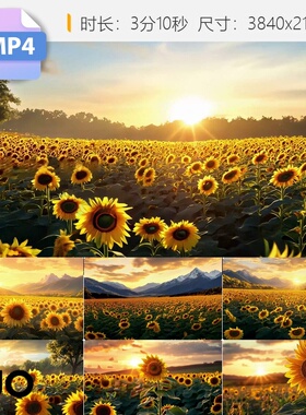 高清向日葵花近景4K黄色朵瓣特写自然风光蓝天阳园植物视频素材