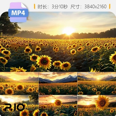 高清向日葵花近景4K黄色朵瓣特写自然风光蓝天阳园植物视频素材