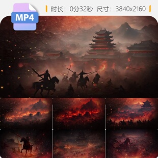 高清中国古代战争骑马厮杀两军对峙烽火边塞出征保卫疆土视频素材