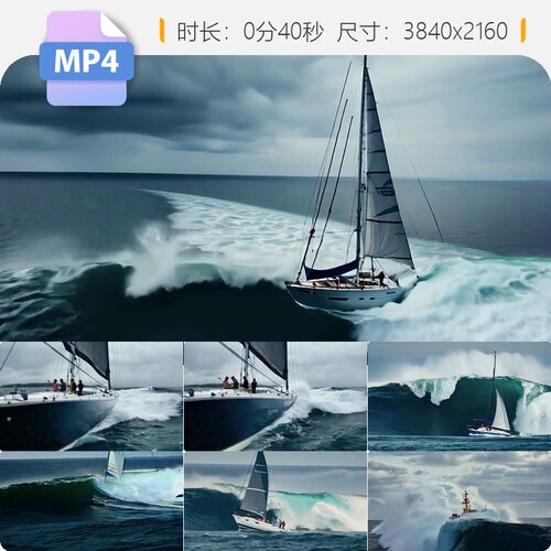 高清帆船乘风破浪航行海面扬起风帆新征程勇往直前大时代视频素材