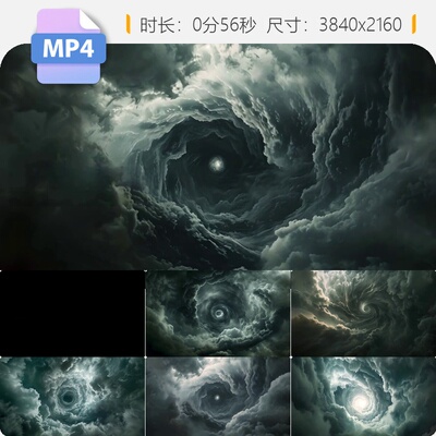 高清风暴旋涡云天空乌暴风龙卷闪电雷特效高质量专业拍摄视频素材