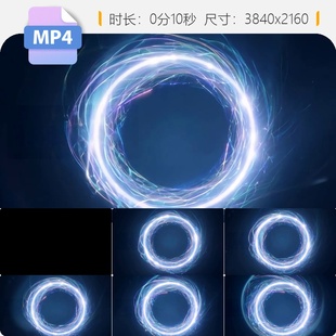 高清彩色科技光圈旋转发光LED开场背景线条宇宙时空门圆视频素材