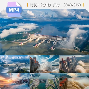 高清大坝泄洪水利工程发电站航拍震撼空镜日出夜晚宣传片视频素材
