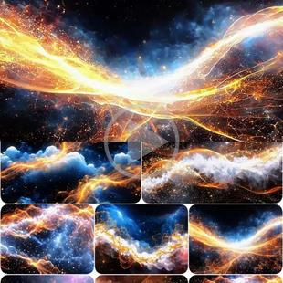 高清金色粒子深邃星空絲線交織唯美夢幻璀璨浪漫奇絢爛視頻素材