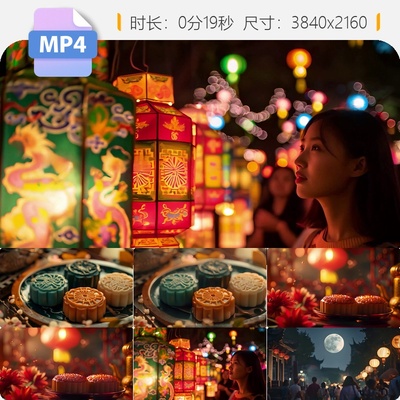 高清中秋氛围视频AI中秋节氛围AI假日特效高质量专业拍摄视频素材