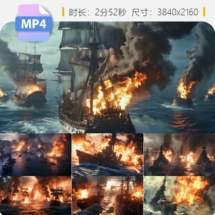 高清甲午战争北洋水师海战镇远号邓世昌刘公岛历史军事视频素材
