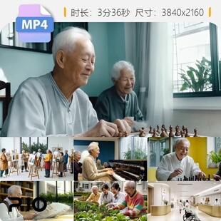 高清康养中心幸福晚年高端医疗护理重阳节聚餐弹钢琴福利视频素材