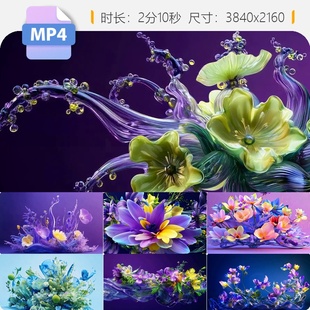 高清流动水中花透明梦幻原创花海舞美大屏背景视频素材