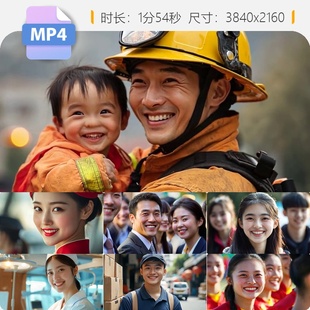 高清各行各业人物原创笑容笑脸视频素材