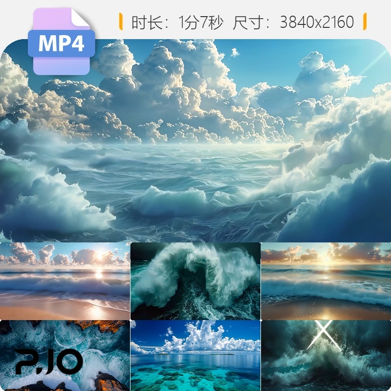 高清大海洋浪唯美汹涌空镜ai素材中国宣传片澎湃波涛壮阔视频素材