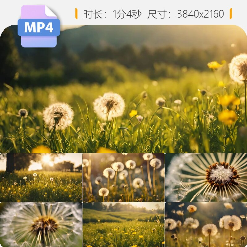 高清蒲公英风中舞者柔美轻盈梦幻飘散飞絮天星愿春日信使视频素材