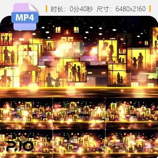 高清6K宽屏万家灯火里的中国温暖金色动态城市夜景循环视频素材