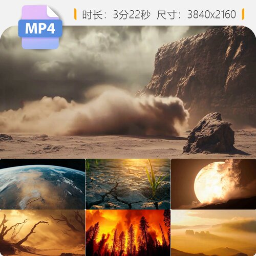 高清干旱黄土高坡高温缺水干裂旱涸大地灾情枯树胡杨极端视频素材