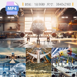 高清飞机生产制造工厂车间自动化生产线大国重器精密加工视频素材