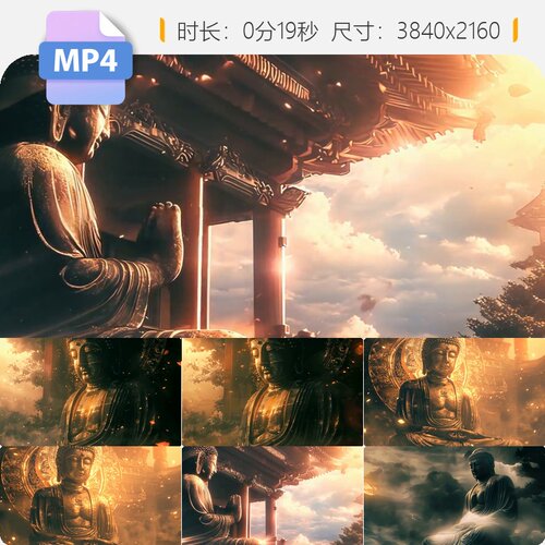 高清佛像寺庙如来佛祖释迦牟尼实拍雕塑莲花座宏伟艺术古视频素材
