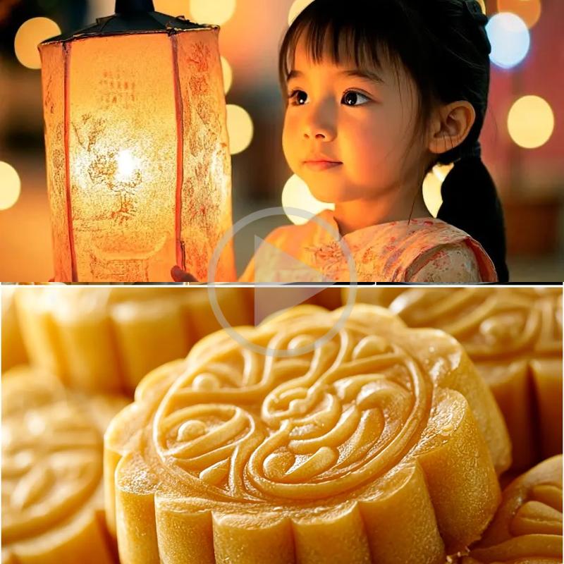高清中秋赏月月饼灯笼传统习俗团圆祈福国风唯美亮夜晚河视频素材