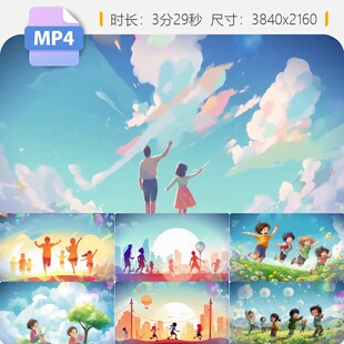 高清共同长大六一儿童原创节欢快儿歌背景视频素材