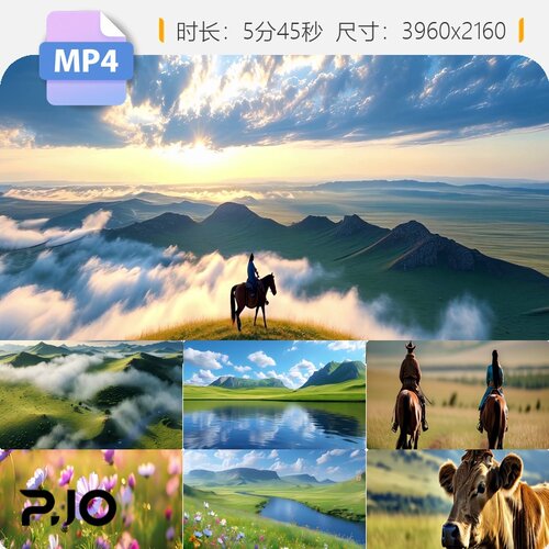 高清草原风光宽屏内蒙古族牧歌鸿雁曲青山绿水航拍夕阳视频素材