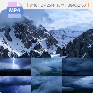 高清闪电雷暴乌云密布极端恶劣天气特效背景自然灾害视频素材