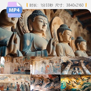 高清敦煌文化莫高窟壁画艺术藏经洞遗迹飞天中华瑰宝视频素材
