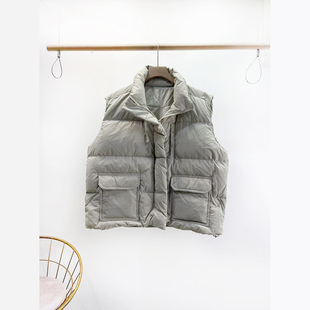 SELF韩版休闲外套马夹2025冬装新款宽松百搭大口袋羽绒马甲女6063