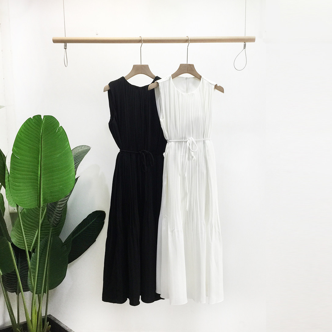 系带褶皱连衣裙显瘦简约裙子