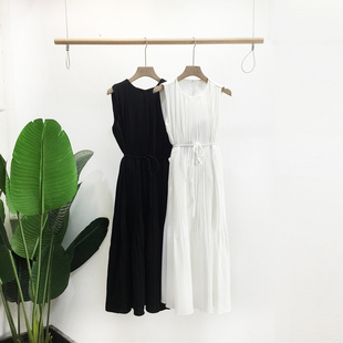 VANE韦恩韩版时尚系带褶皱连衣裙2025夏装新款气质显瘦简约裙子女