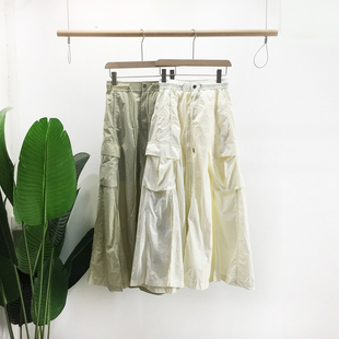 VANE韦恩复古开衩系带半身裙2025秋装新款韩版时尚高腰宽松中长裙