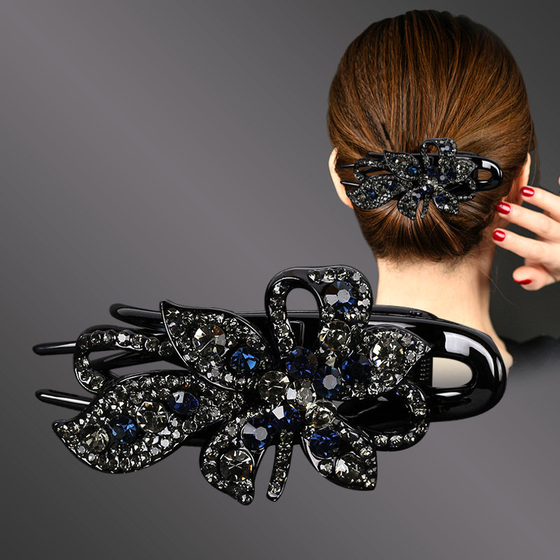 盘头发发夹水钻发卡女大号鸭嘴夹洋气妈妈后脑勺抓夹发饰洗澡夹子