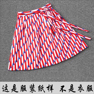 女装制版 A摆系带包裹半身短围裙纸样1比1实物牛皮纸板排料缝纫图