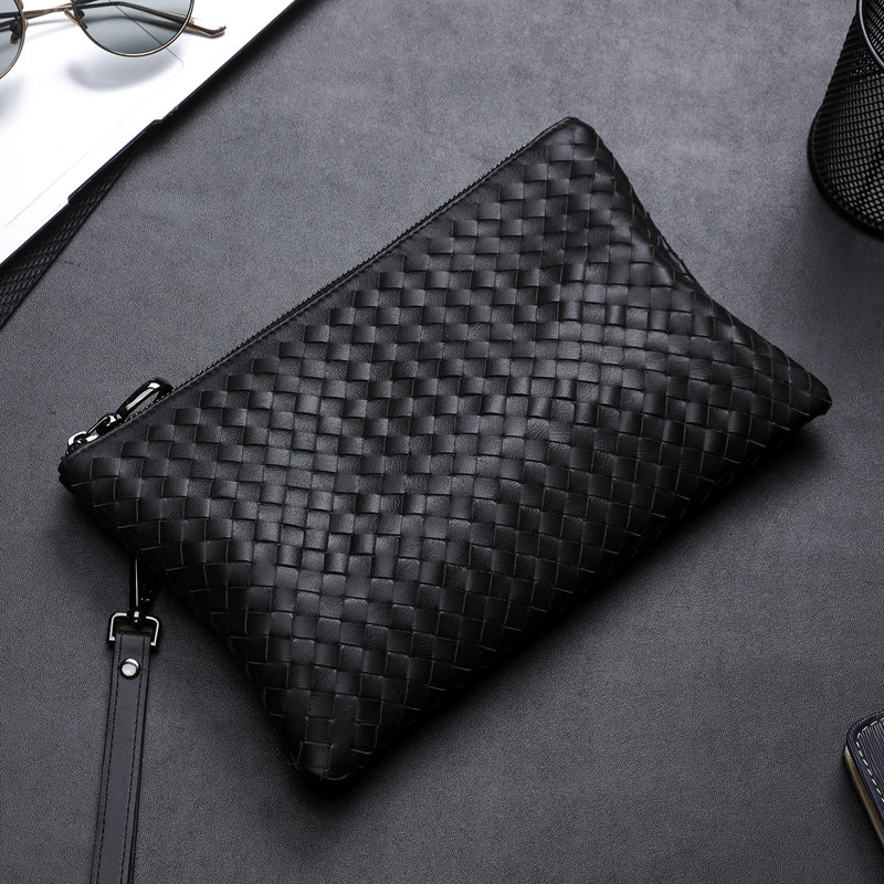 潮牌男包手拿包真皮编织男士手包软皮信封包商务休闲牛皮手抓包男