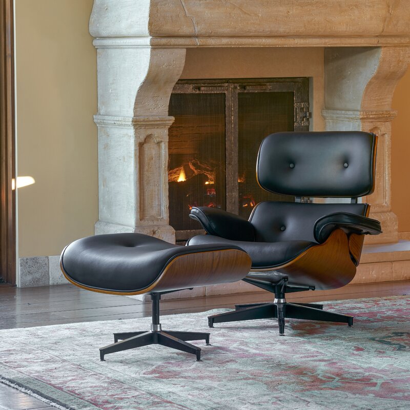Herman Miller Eames 赫曼米勒伊姆斯躺椅含脚凳胡桃木高背