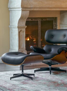 Herman Miller Eames 赫曼米勒伊姆斯躺椅含脚凳胡桃木高背