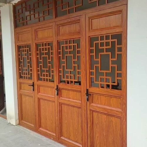 定制铝合金寺庙大门街道改造仿古大门单开门双开门进户门折叠门