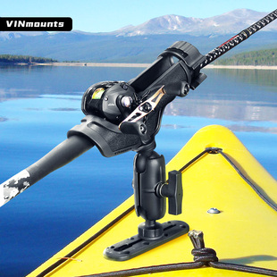 冲锋舟垂钓拓展滑轨万向钓鱼竿支架防失手船载路亚竿海竿炮台支架