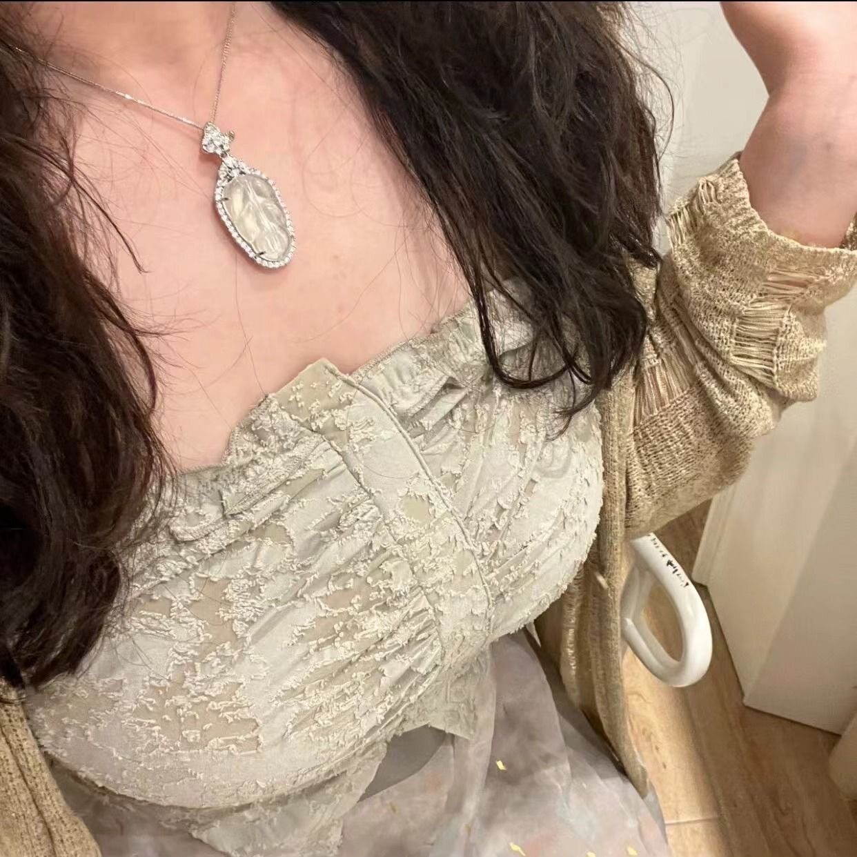 小红薯冰种佛公玉髓叶子吊坠纯银项链女弥勒佛大肚佛像笑佛毛衣链