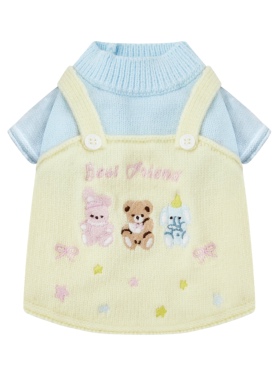 UNLEASHED韩国秋冬狗狗毛衣可爱假两件保暖宠物衣服猫狗厚外套