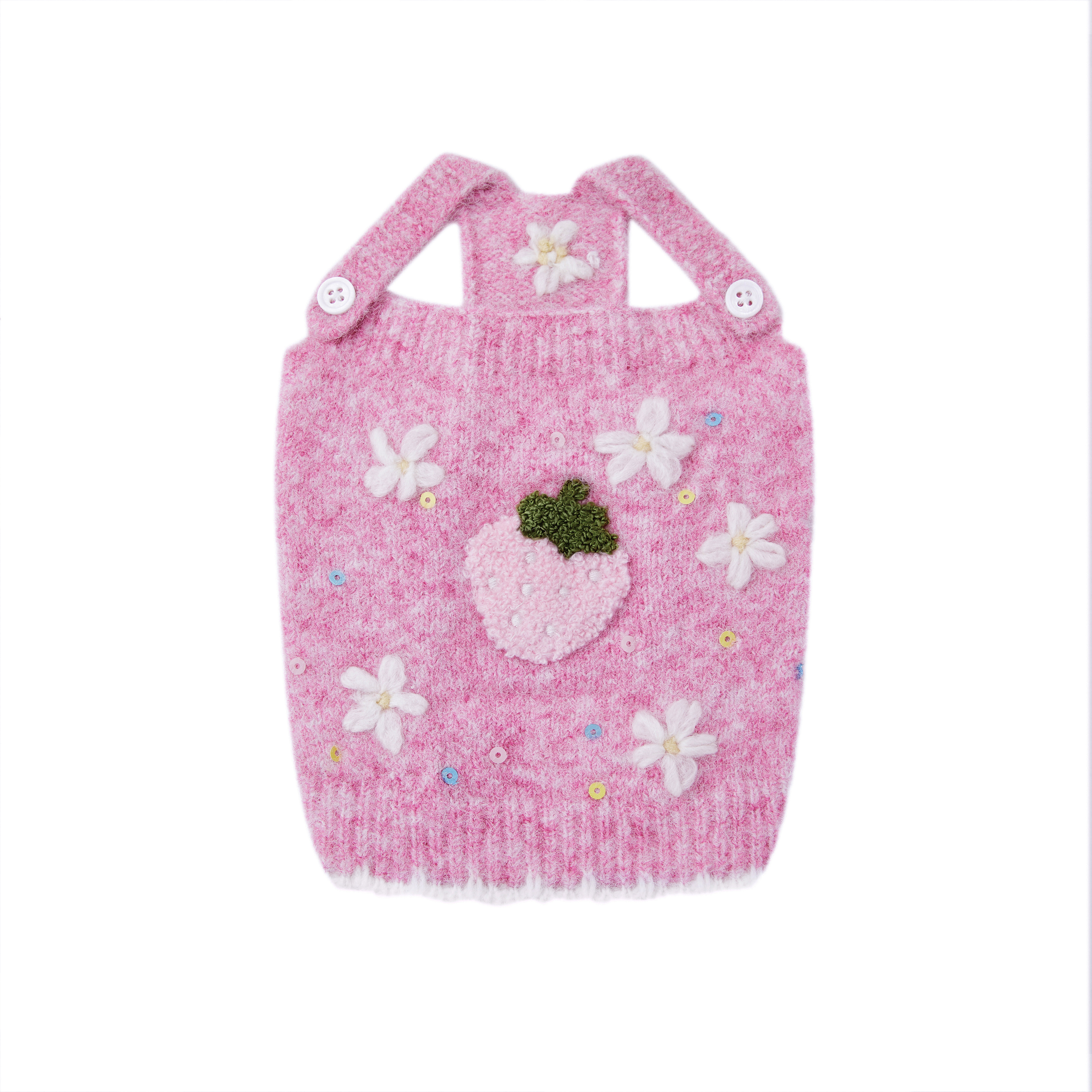 UNLEASHED狗狗秋冬毛衣可爱手工刺绣草莓背心马甲外套宠物狗衣服