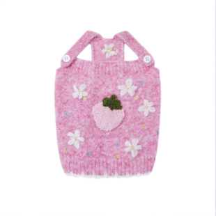 UNLEASHED狗狗秋冬毛衣可爱手工刺绣草莓背心马甲外套宠物狗衣服