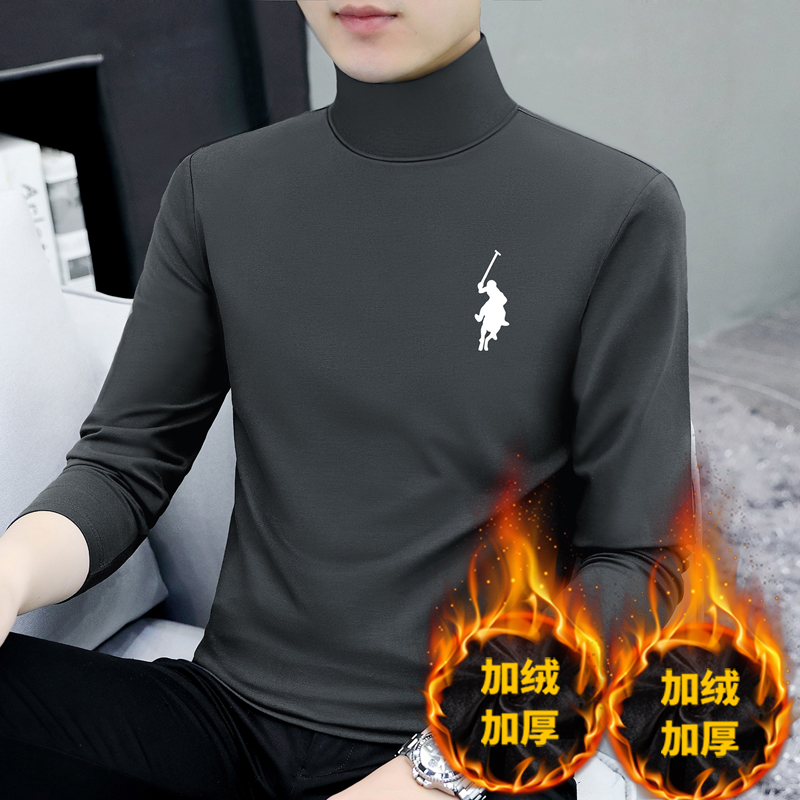 秋冬季抗寒高领男士纯棉长袖t恤