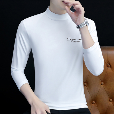 高品质半高领打底衫长袖t恤男士