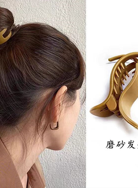 简约纯色调发夹女后脑勺盘发抓夹子高级感网红扎丸子头高马尾头饰