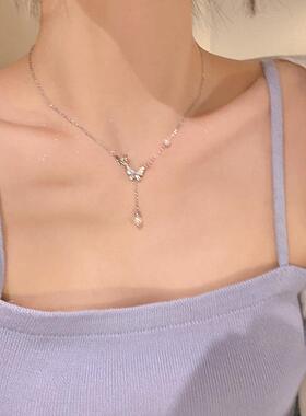 蝴蝶闪钻项链女小众ins风锁骨链2025仙女气质