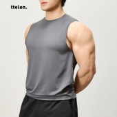 ttelen.阳离子亲肤透气速干坎肩训练运动背心男款 显大健身上衣