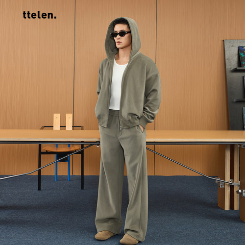 加绒套冬连帽卫衣运动长裤两件套